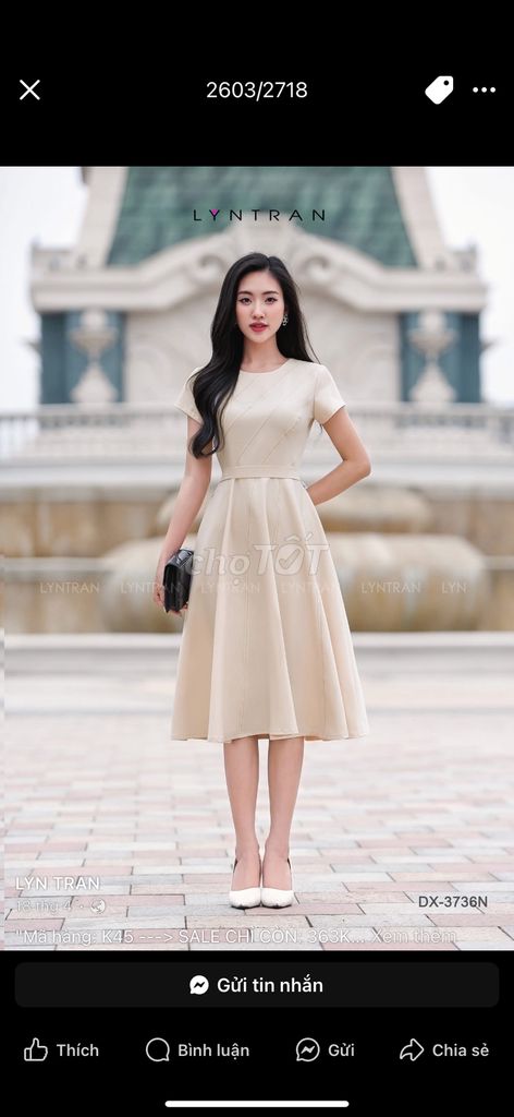 Pass lại đầm kem thương hiệu LYTRAN size XL - than