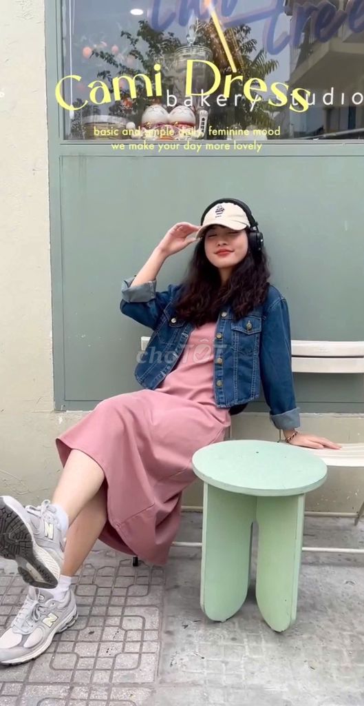 [BLEUBIRD] Set denim jacket cami dress - hàng đẹp